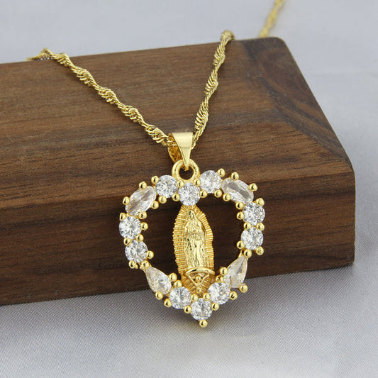 Collar de la Virgencita de Guadalupe Bendecido y en Oro Laminado de 18k+🎁GRATIS Cajita de Regalo